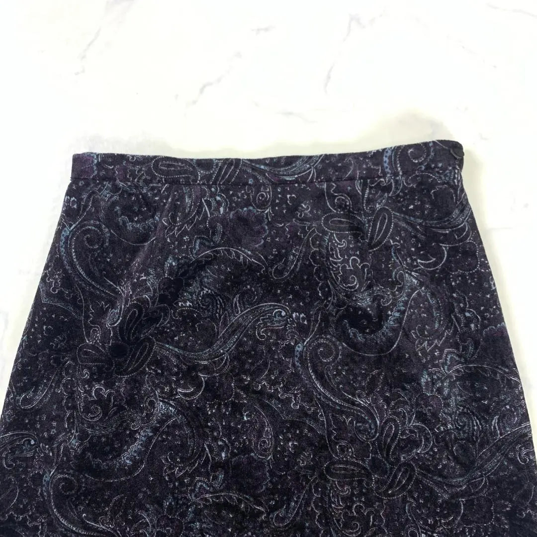 A2465 Indivi Tight Skirt Dark Purple Pasley 38