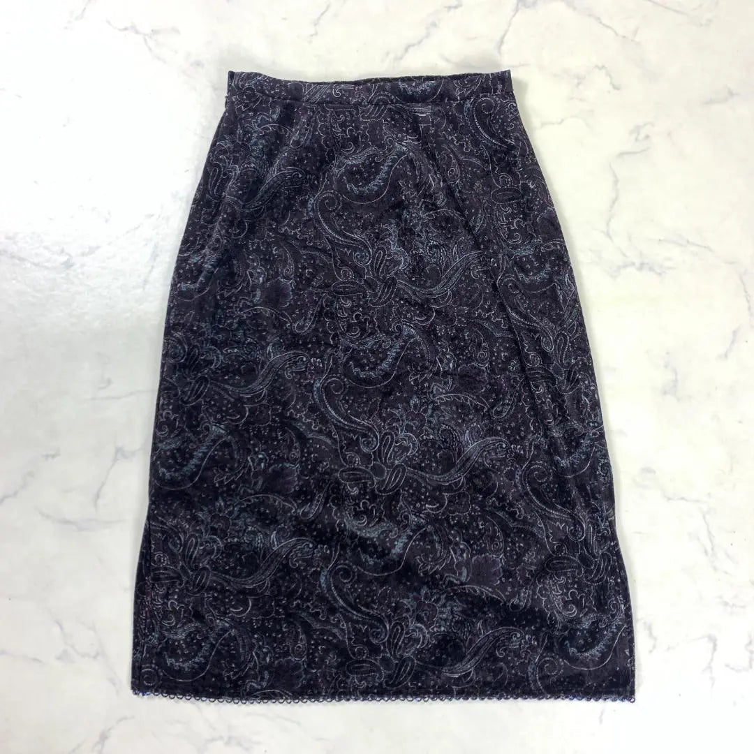 A2465 Indivi Tight Skirt Dark Purple Pasley 38