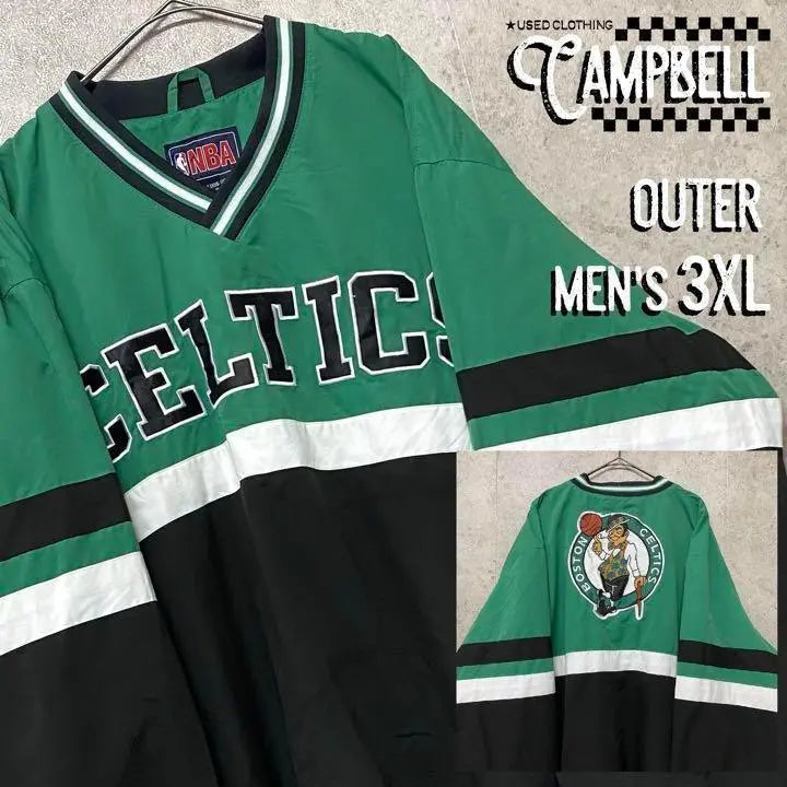 [Extremadamente rara, talla 3XL ☆ Importación europea, años 90] Chaqueta de nailon con bordado de doble cara de los Celtics de la NBA