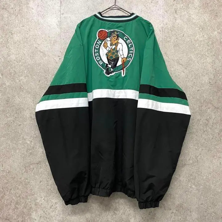 [Extremadamente rara, talla 3XL ☆ Importación europea, años 90] Chaqueta de nailon con bordado de doble cara de los Celtics de la NBA