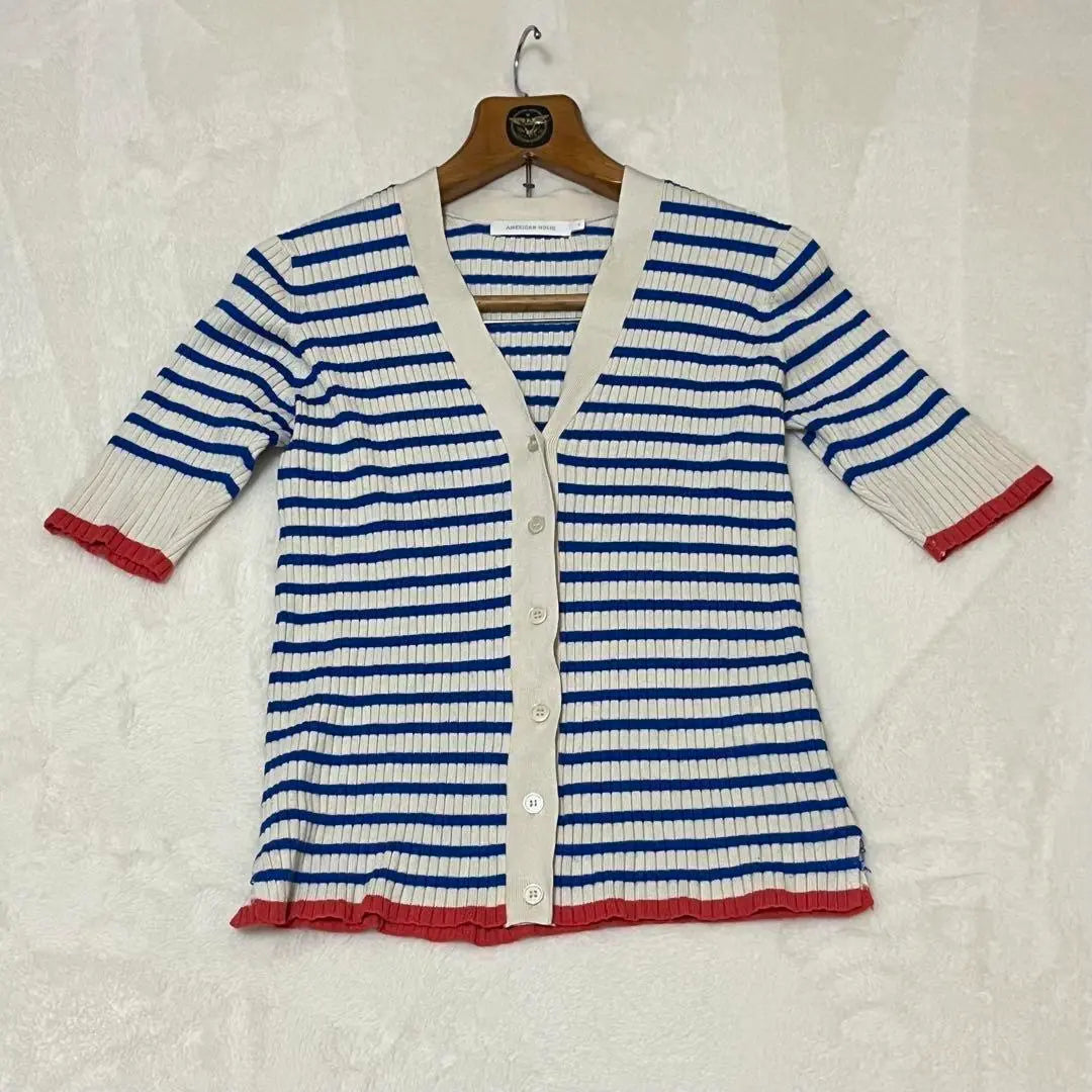 Beautiful condition American Holic [M] Border Rib Knit Cardigan Tricolor