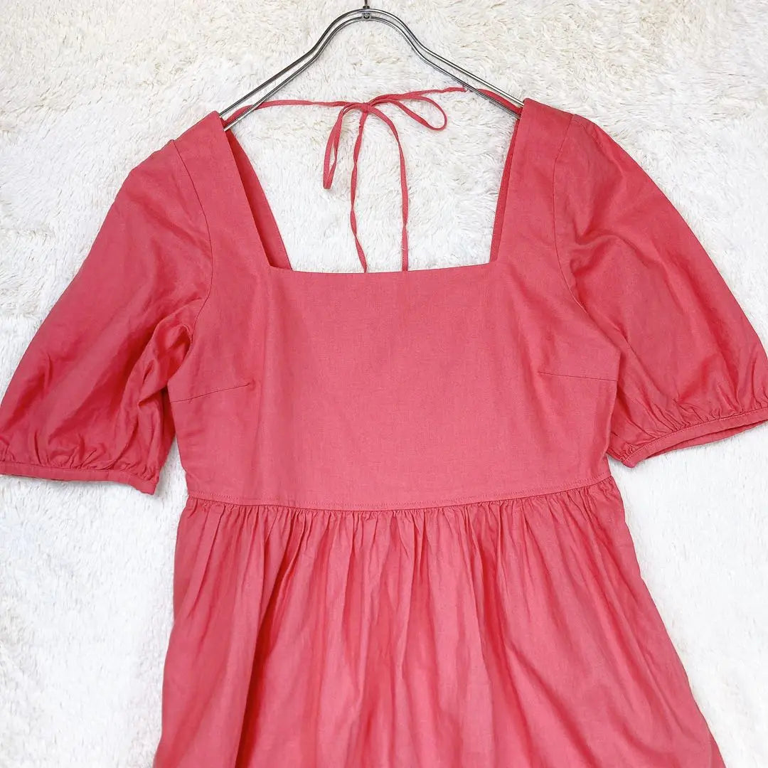 Uniqlo Linen Blend Shirring Dress Pink L 12-16