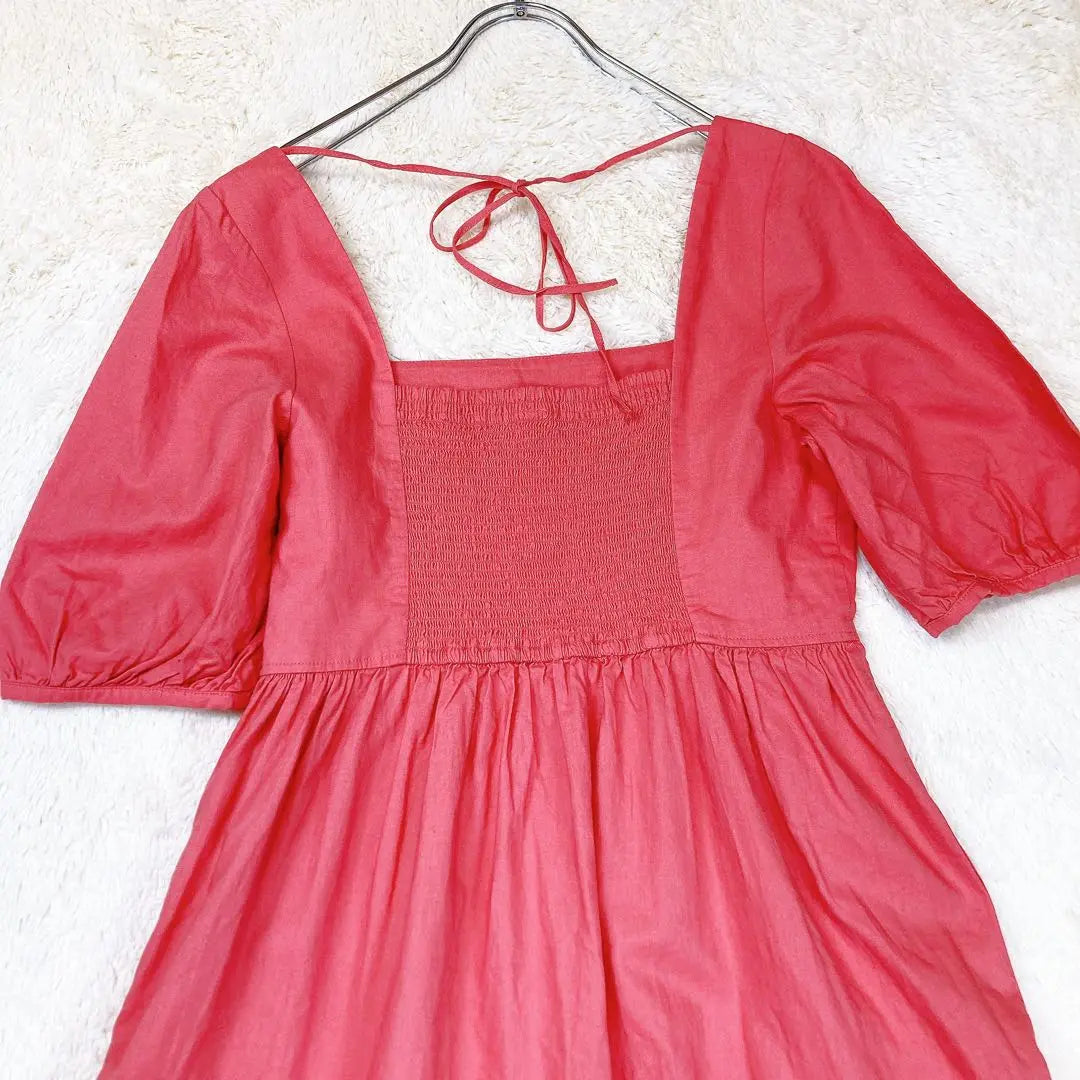 Uniqlo Linen Blend Shirring Dress Pink L 12-16