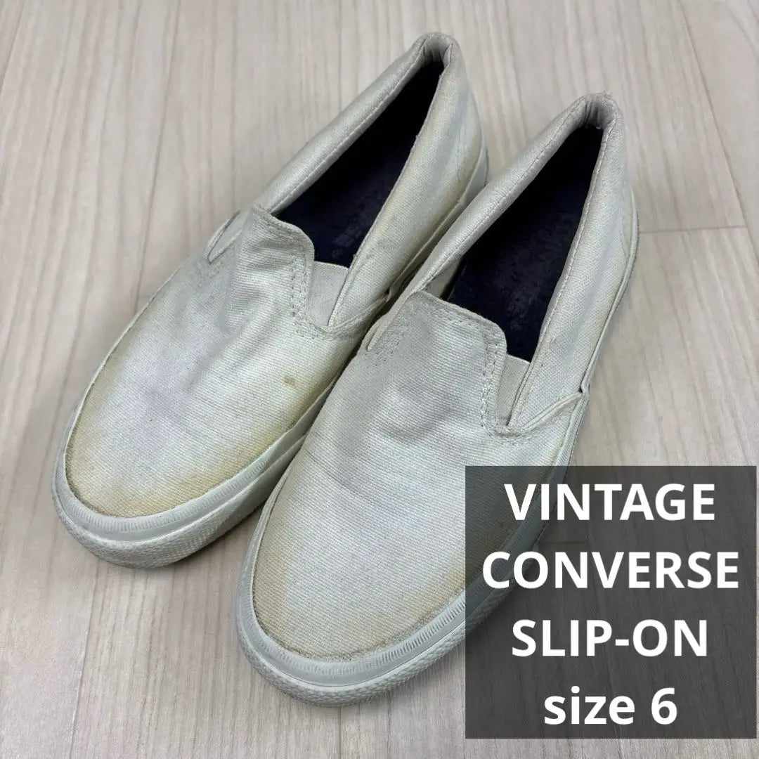 Converse White Canvas Slip-on Skid Grip 90s USA