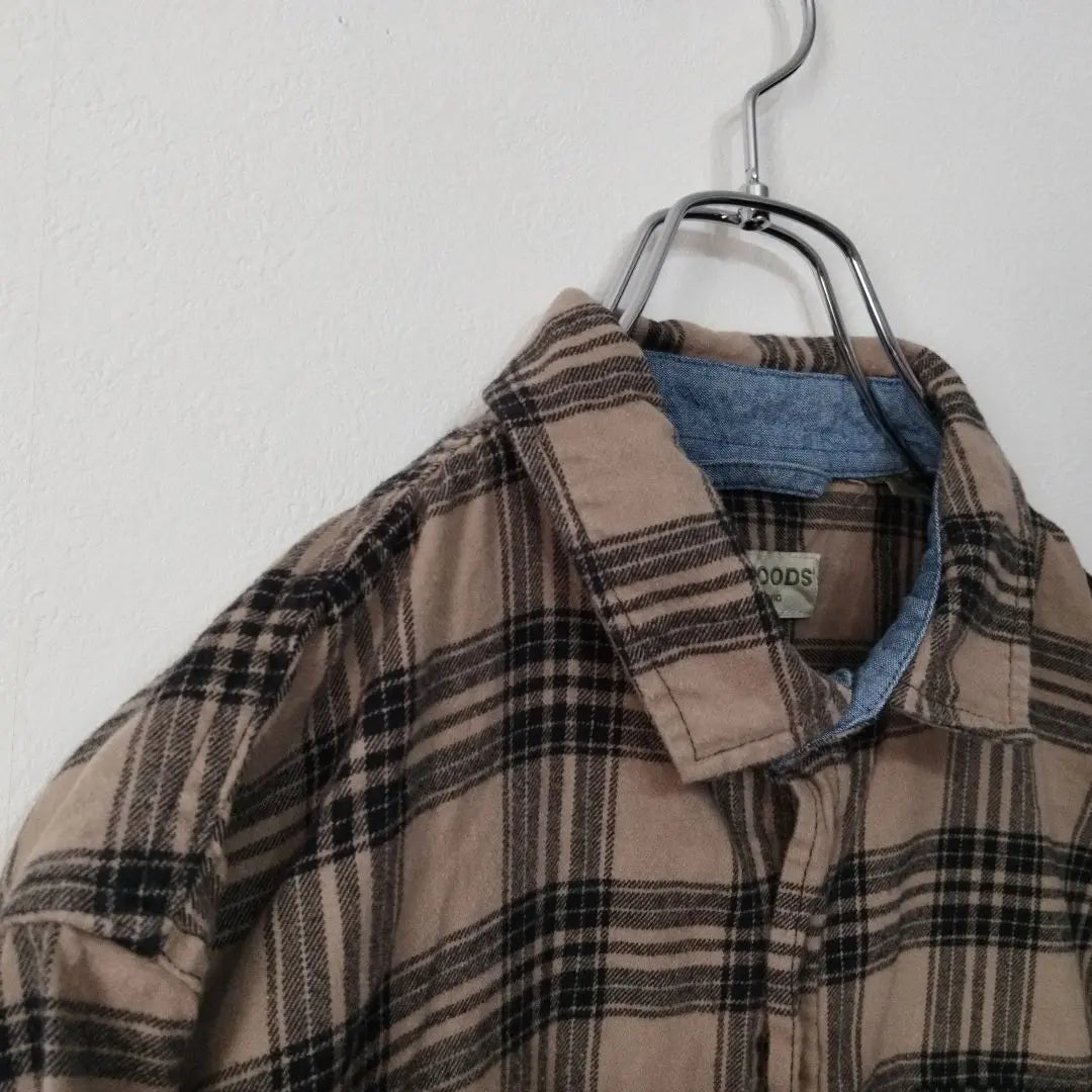 USA vintage clothing TALL WOODS flannel shirt M brown black check