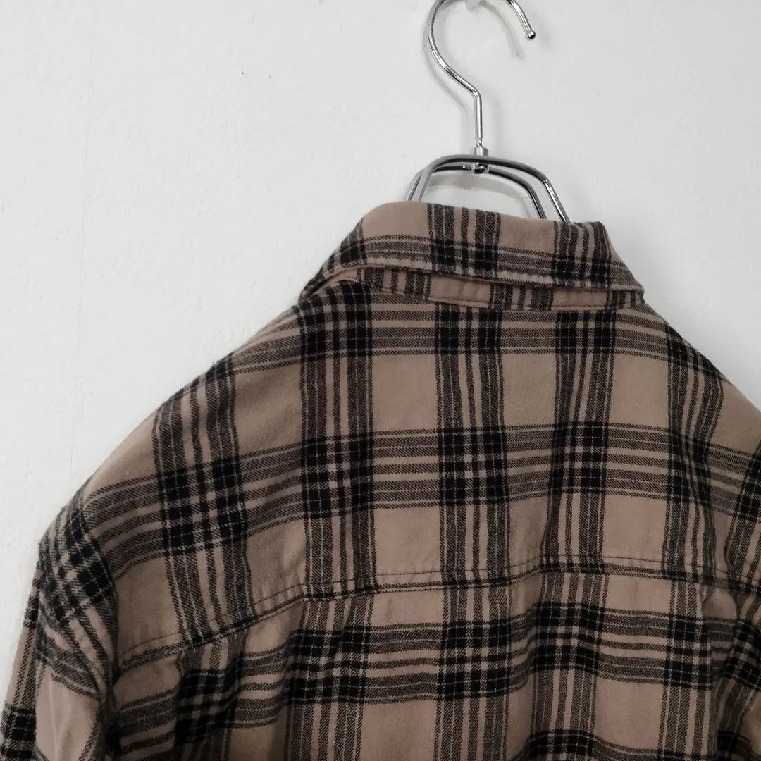 USA vintage clothing TALL WOODS flannel shirt M brown black check