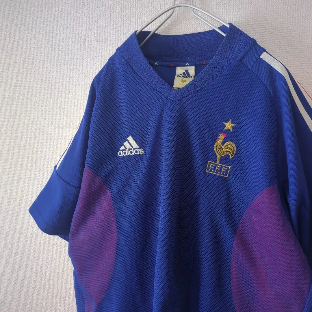 Camiseta de fútbol de la selección nacional de Francia Adidas 2002, color azul