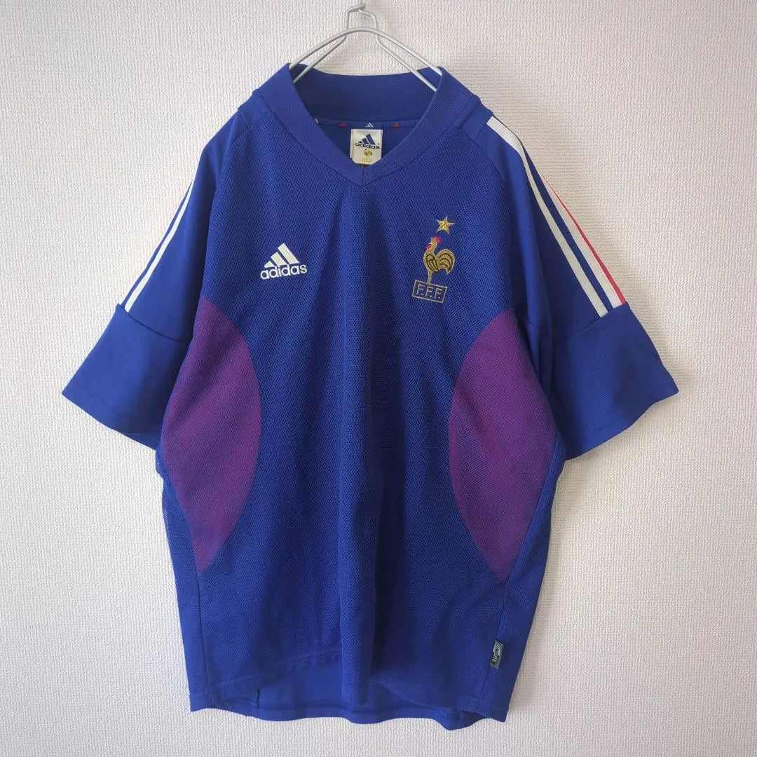 Camiseta de fútbol de la selección nacional de Francia Adidas 2002, color azul