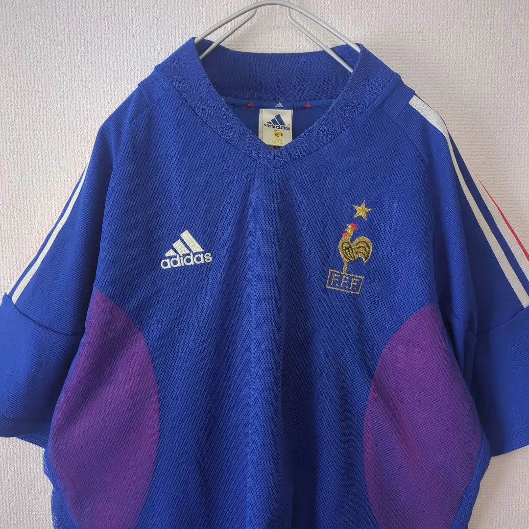 Camiseta de fútbol de la selección nacional de Francia Adidas 2002, color azul