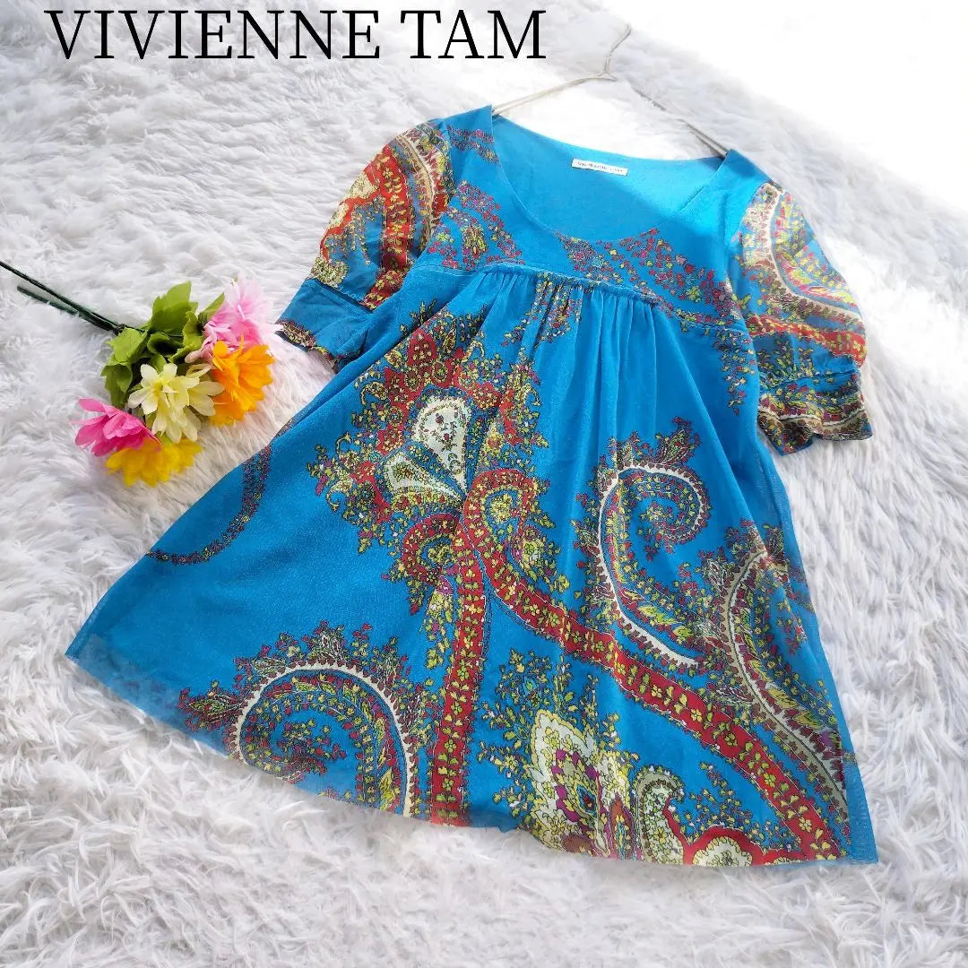 [VIVIENNE TAM] Túnica de manga corta Paisley Flare