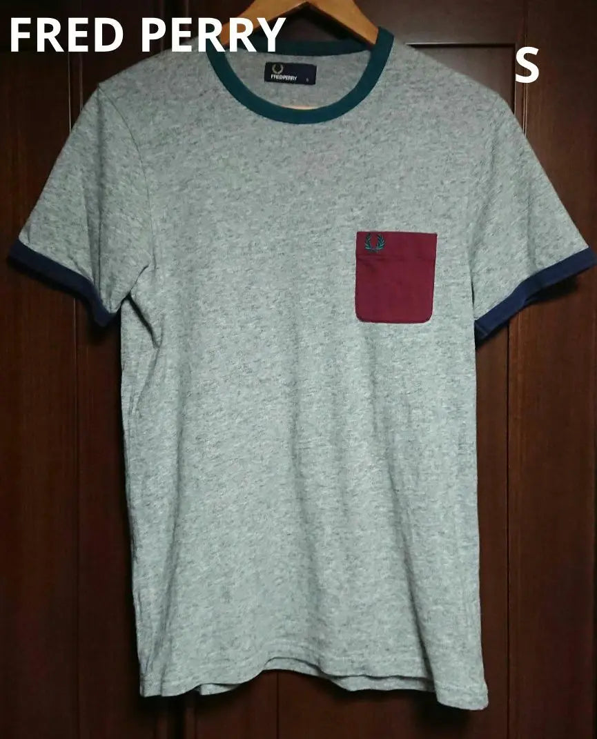 ●[No price reduction/rare] Fred Perry with pocket logo embroidered T-shirt [S/Gray]