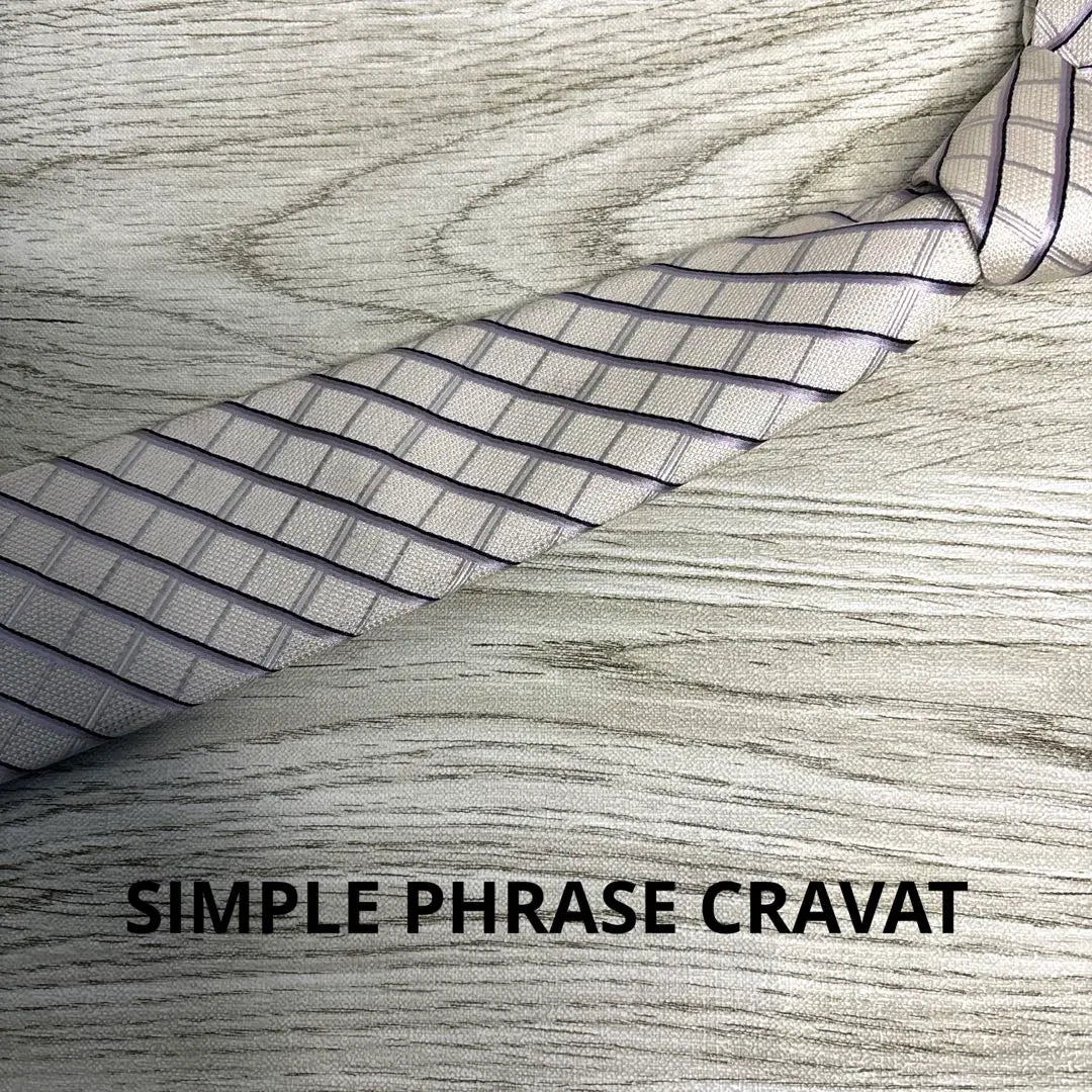 SIMPLE PHRASE CRAVAT Thin Beige Purple Striped Tie