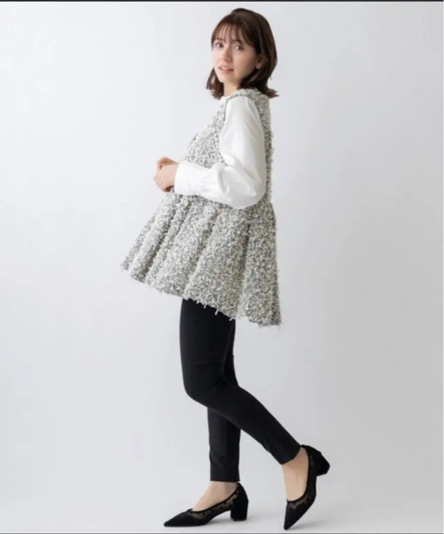 [SONO/Sono] Airy Tweed Tunic Gilet S241JV025