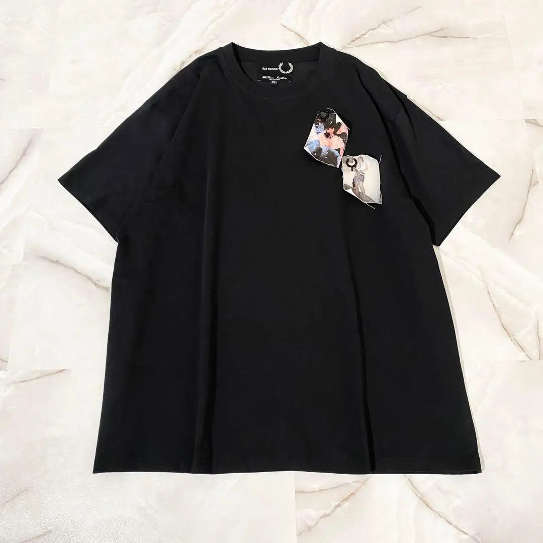 A12508 Raf Simons x Fred Perry Camiseta con parche gráfico Negro XL | A12508 ラフシモンズ×フレッドペリー グラフィックパッチTシャツ 黒 XL