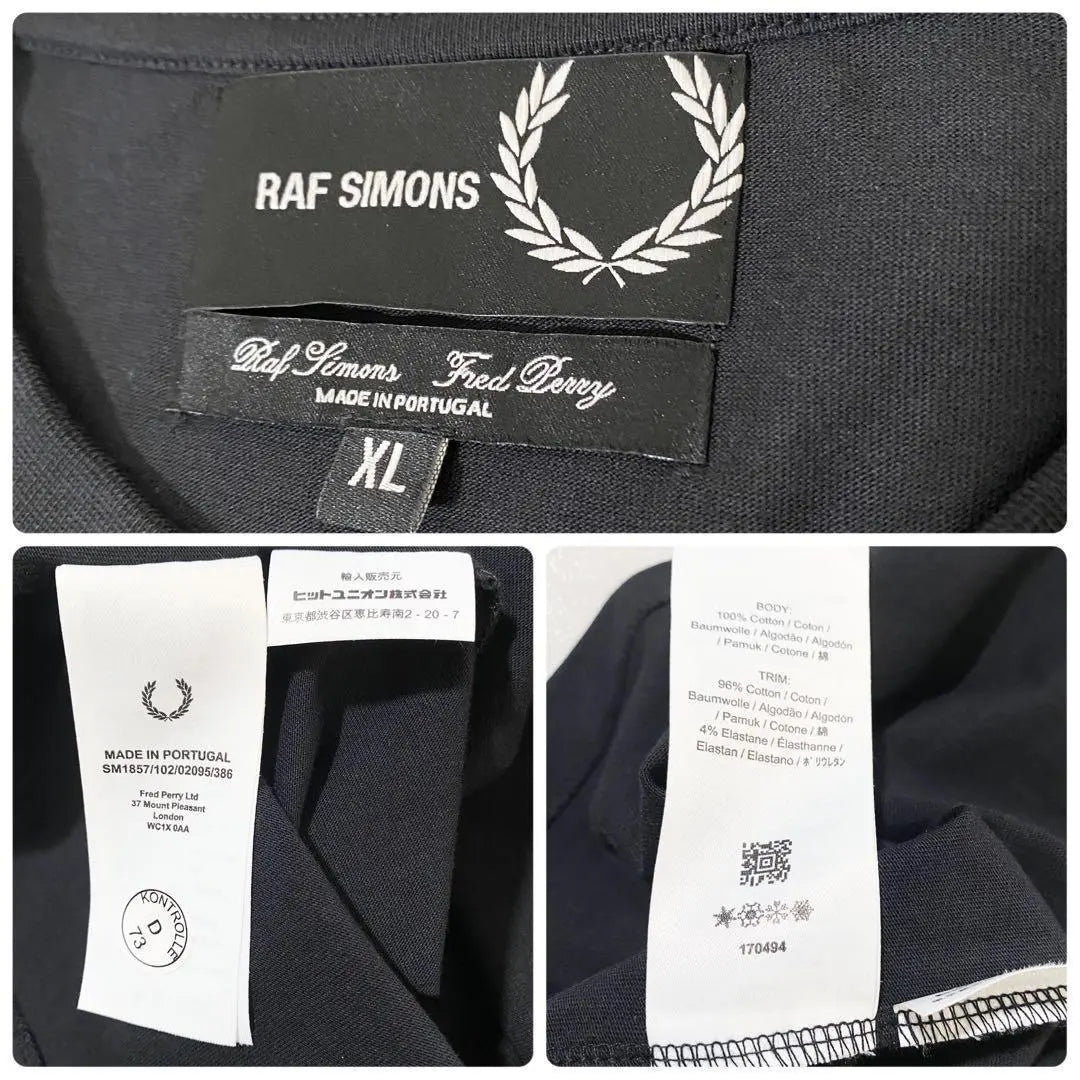 A12508 Raf Simons x Fred Perry Camiseta con parche gráfico Negro XL | A12508 ラフシモンズ×フレッドペリー グラフィックパッチTシャツ 黒 XL