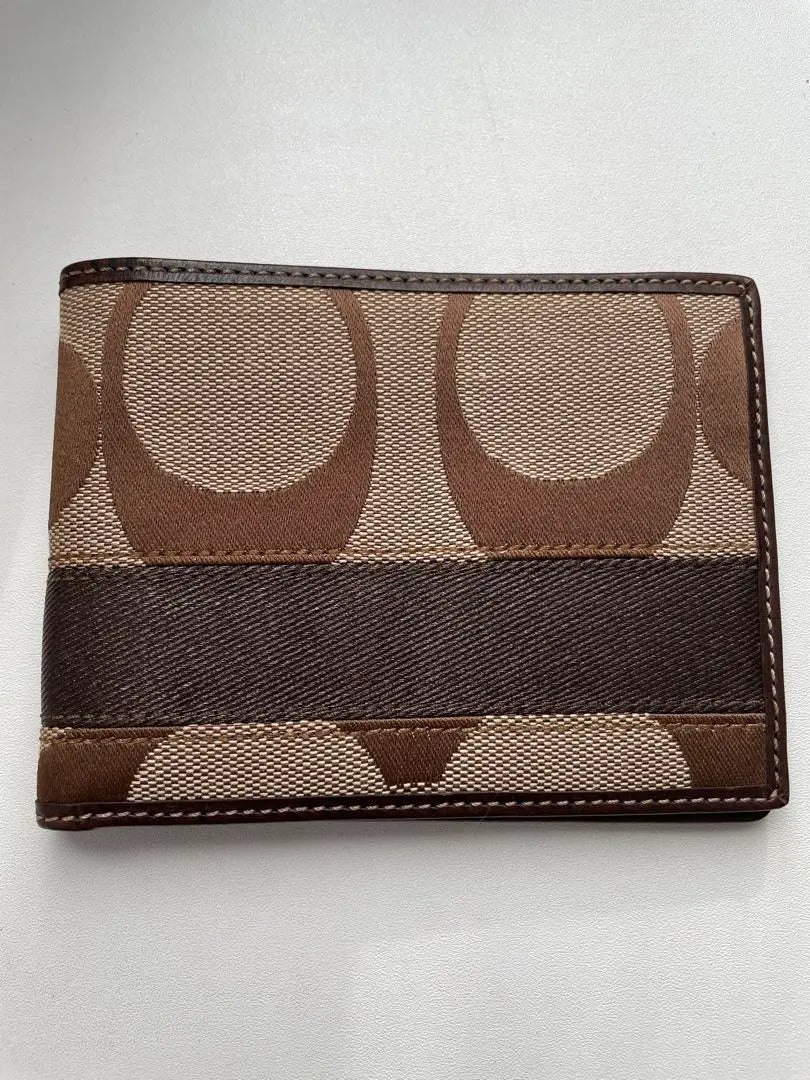 [New] [Unused] COACH Bifold Wallet Billfold Signature Stripe