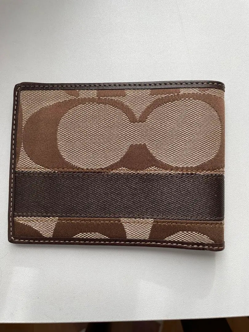 [New] [Unused] COACH Bifold Wallet Billfold Signature Stripe