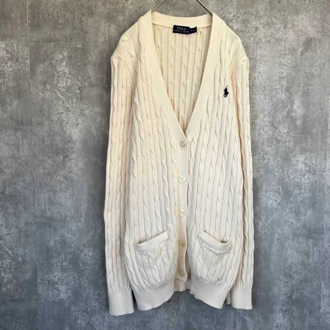 [Condition ◯] Polo Ralph Lauren Cable Knit Cardigan used clothes | 【状態◯】ポロ ラルフローレン ケーブル ニット カーディガン 古着