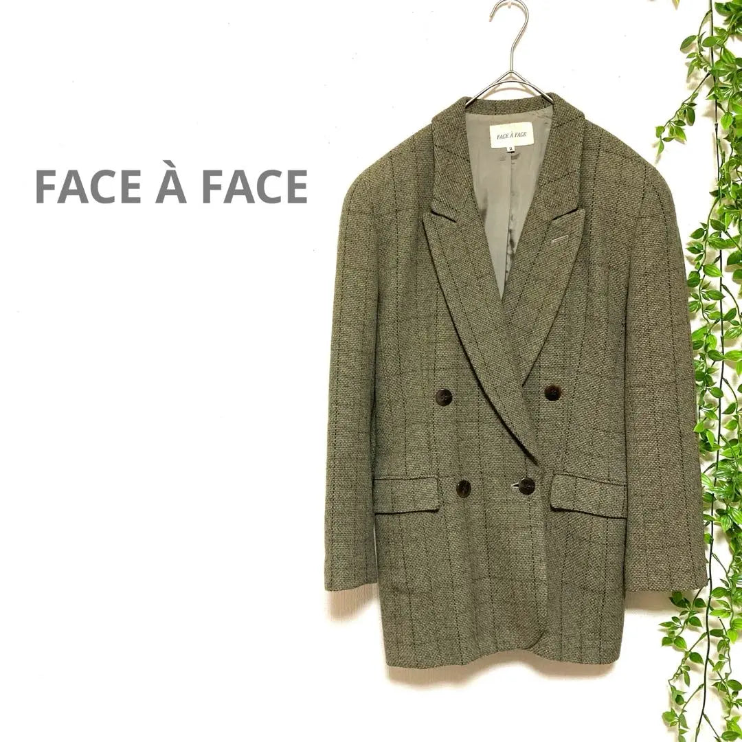 [FACE À FACE] Chaqueta cruzada talla 2 verde lana