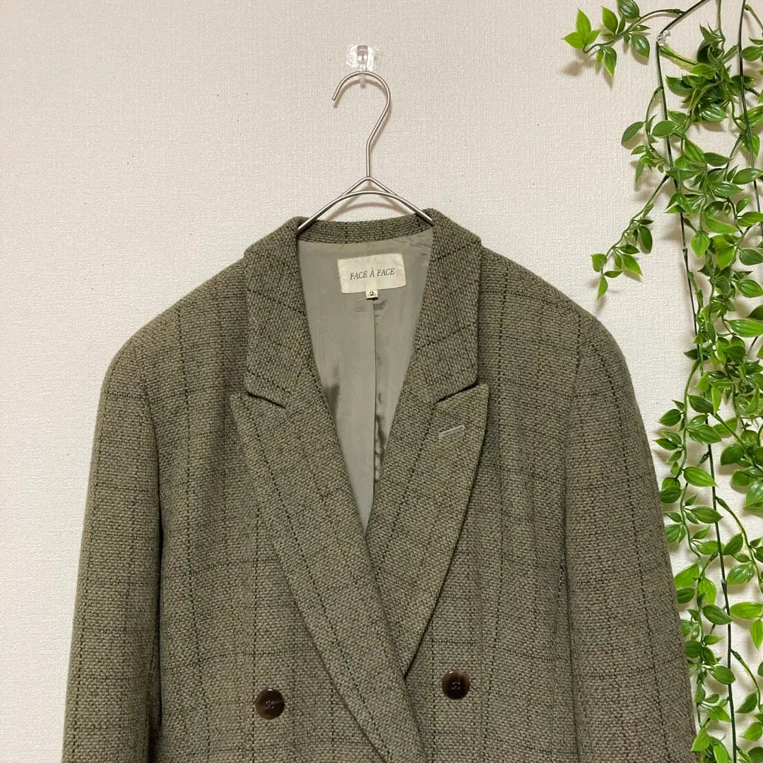 [FACE À FACE] Double-breasted jacket size 2 green wool