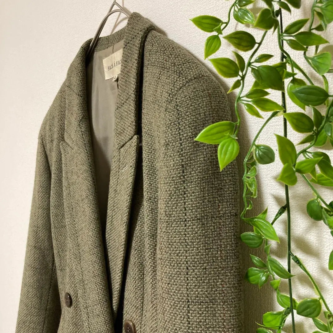 [FACE À FACE] Double-breasted jacket size 2 green wool