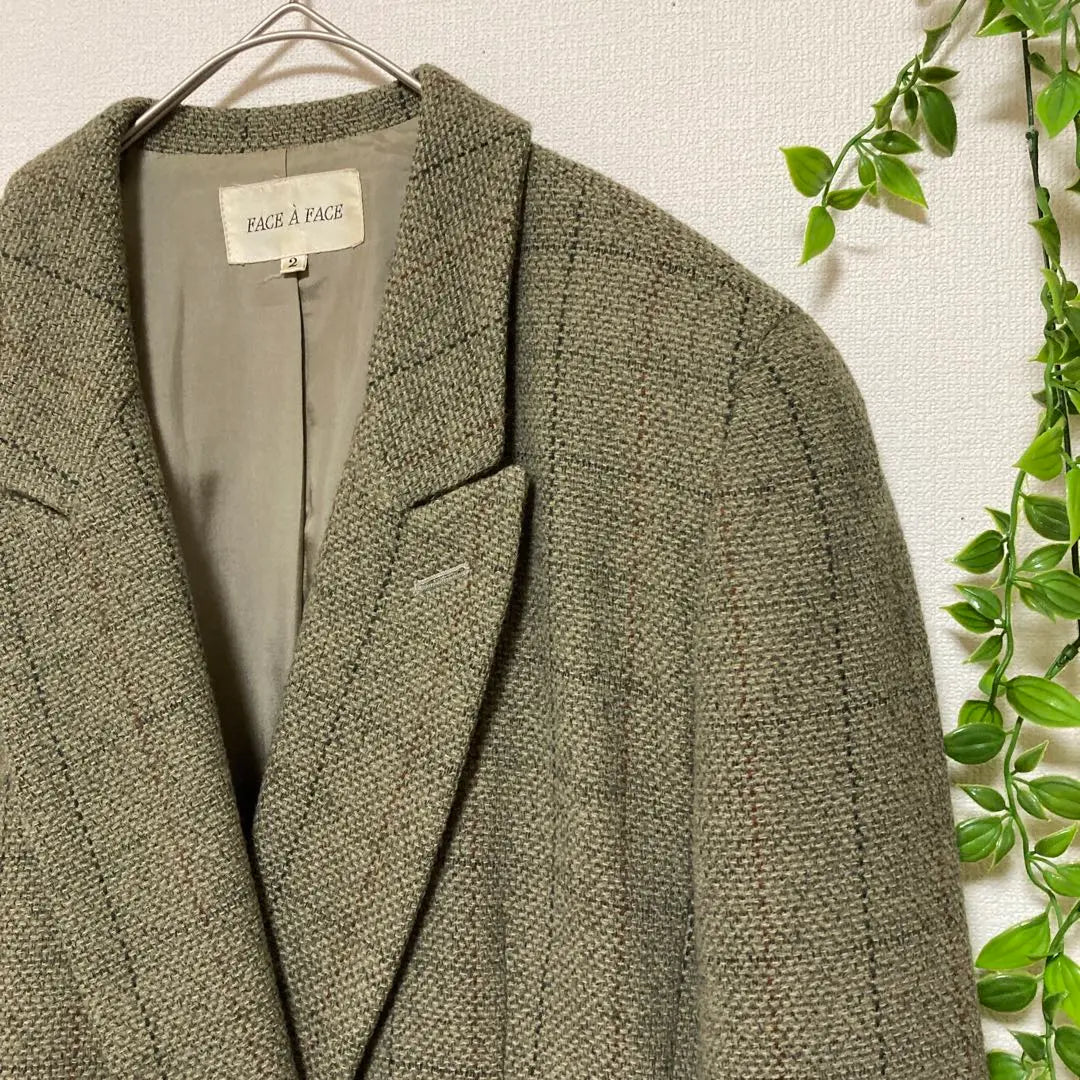 [FACE À FACE] Double-breasted jacket size 2 green wool