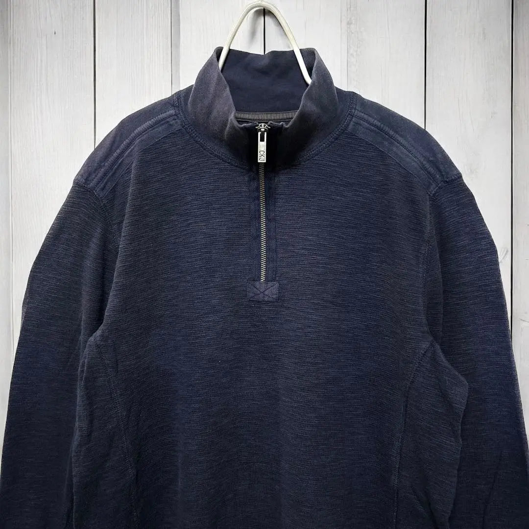 Men's Navy L Calvin Klein Half Zip Elbow Patch Switch