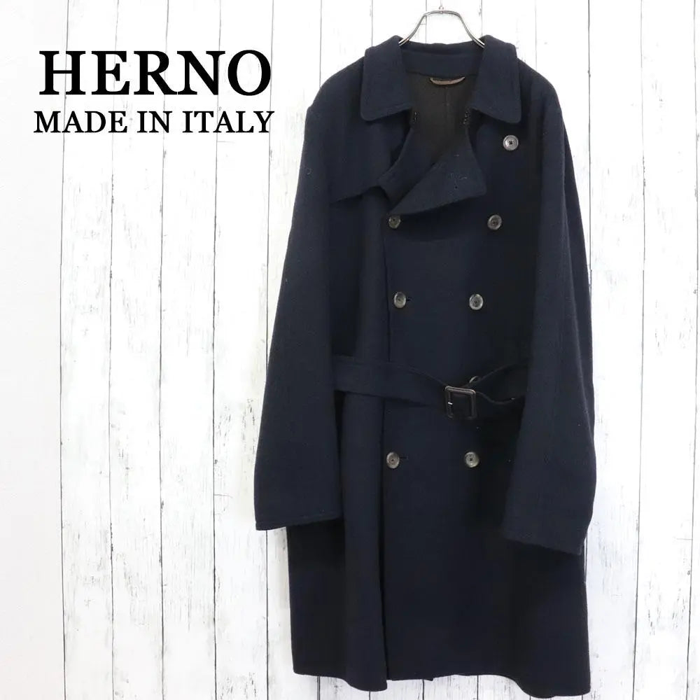 Superb quality HERNO, made in Italy, double face, belted wool coat