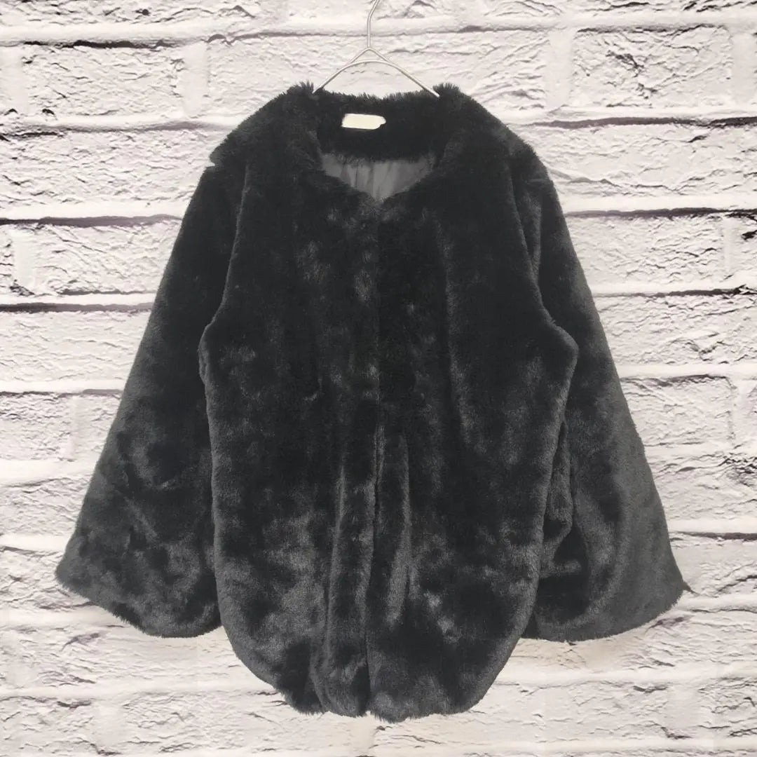 R3005/zize [M] Fake fur jacket coat black