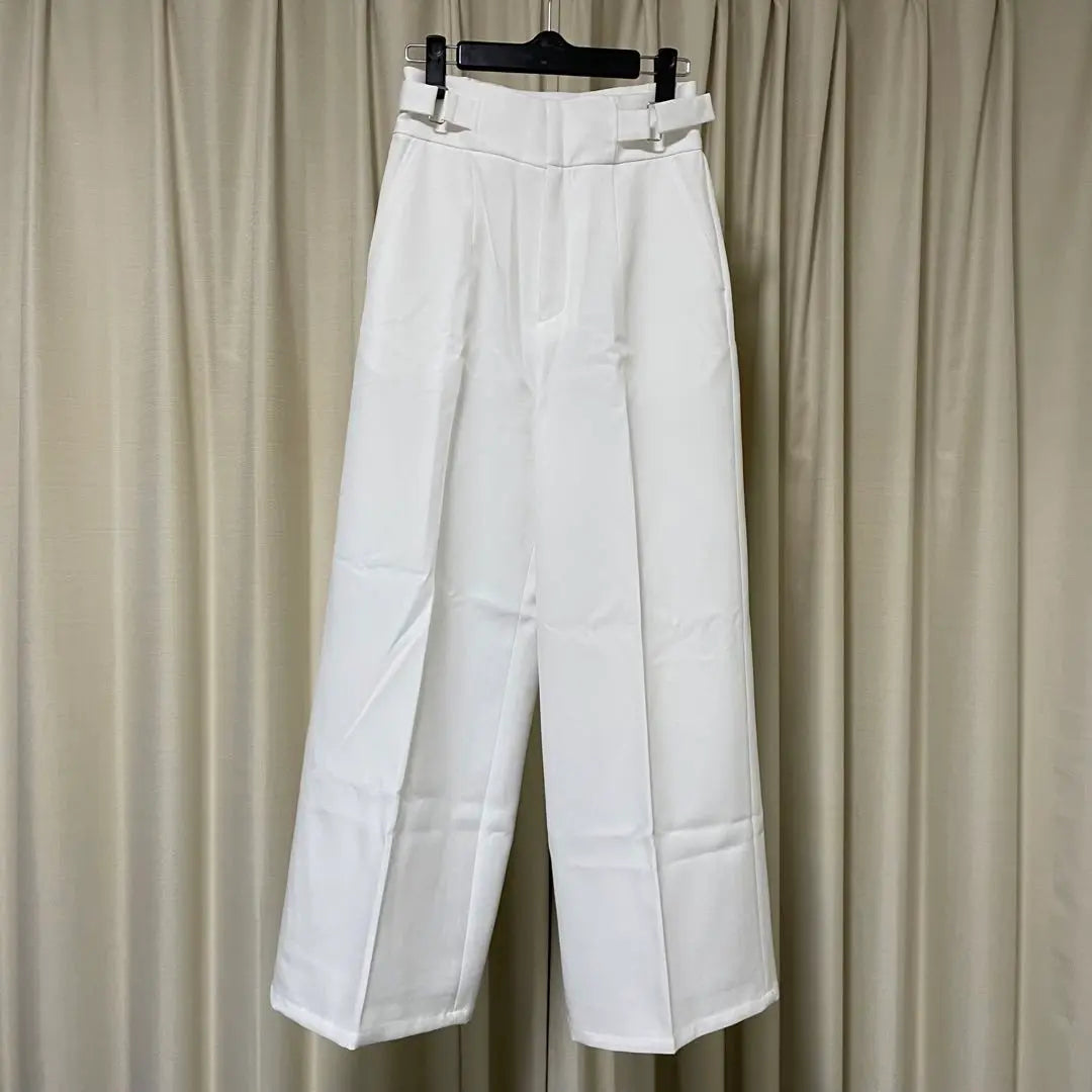 HARE White Wide Pants with Waist Belt