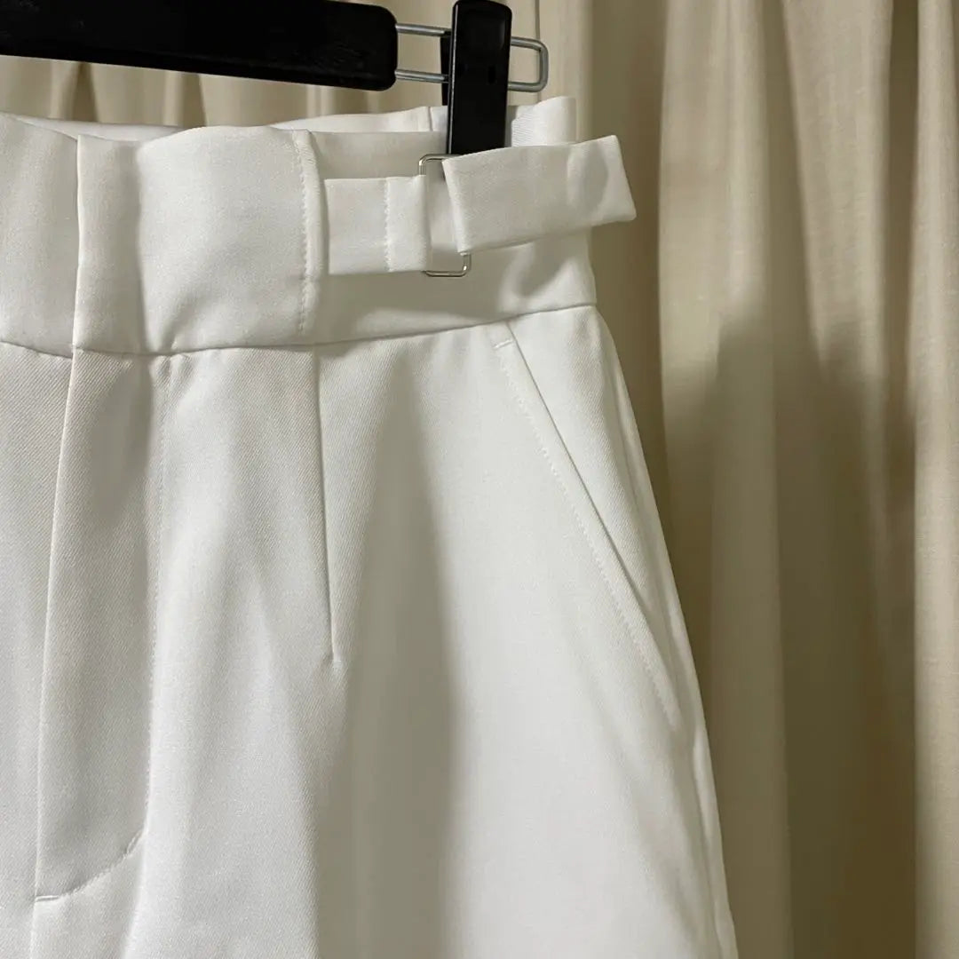 HARE White Wide Pants with Waist Belt