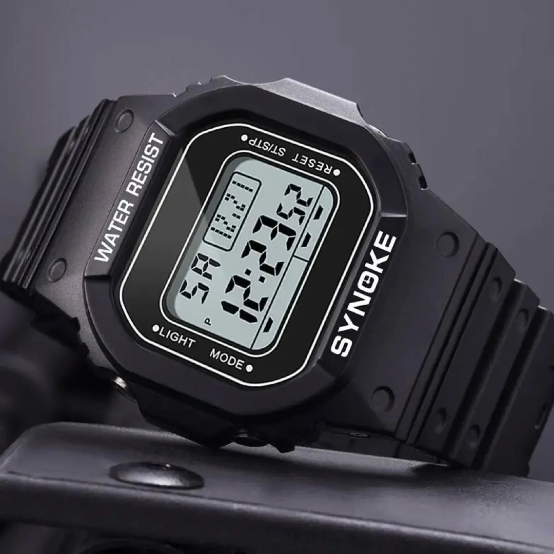 New SYNOKE Sport Digital Waterproof Square Watch Men's Watch Black 3