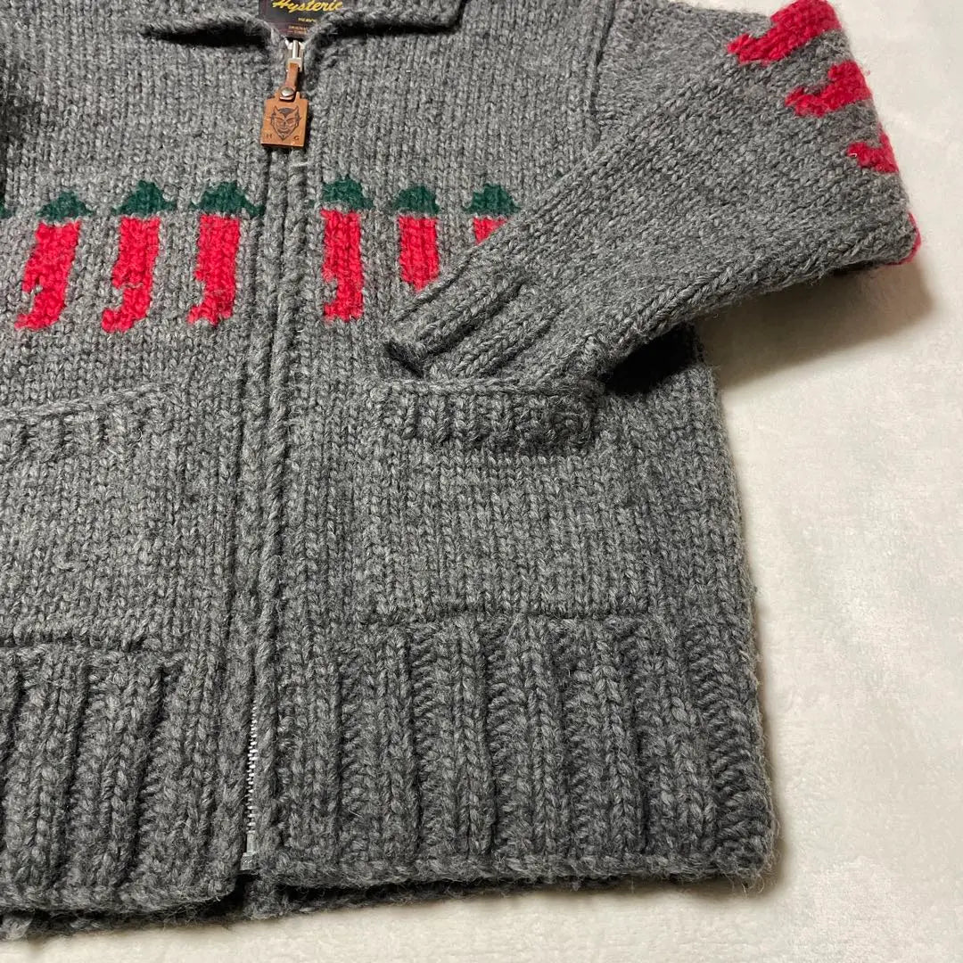 90s Old Hysteric Glamor Cowichan Sweater Chili Pepper Pattern