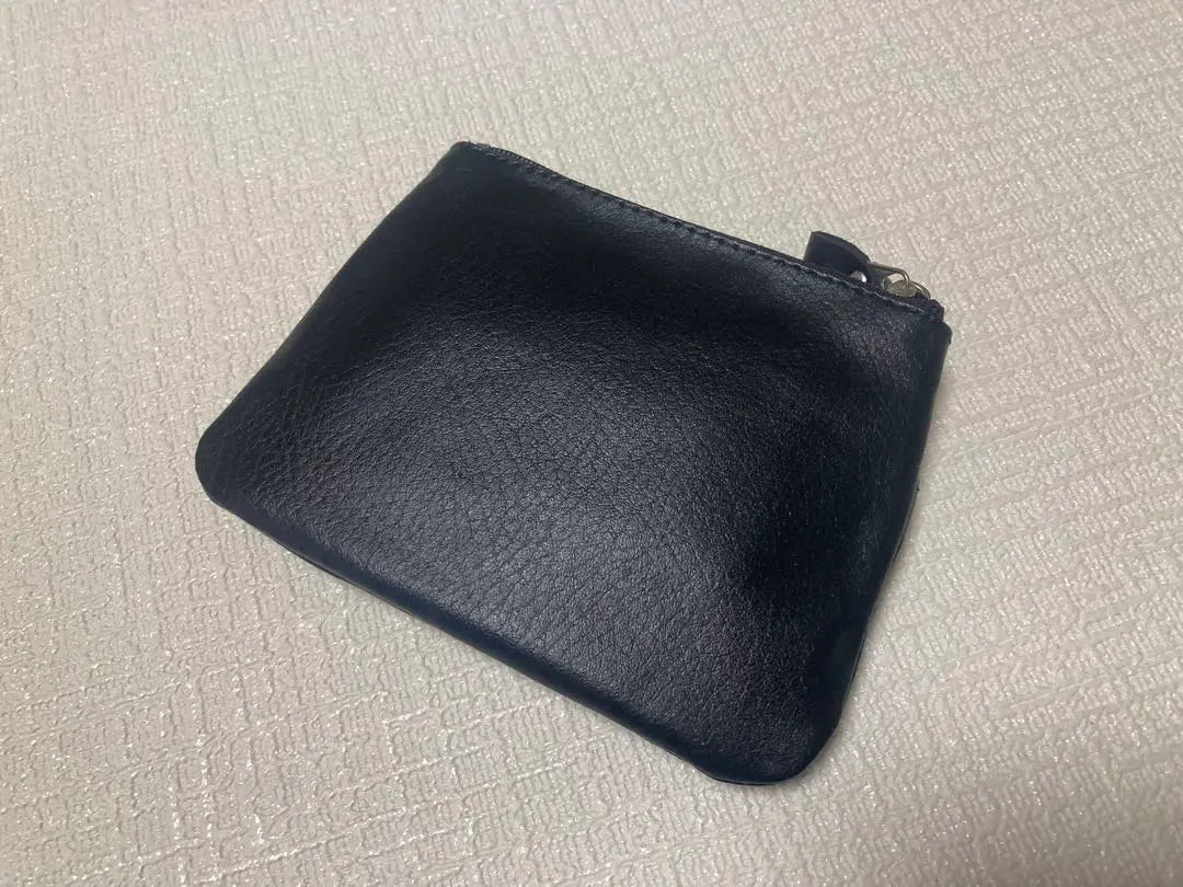 [New] Large size ☆ Cowhide, coin purse, coin case, mini wallet, black