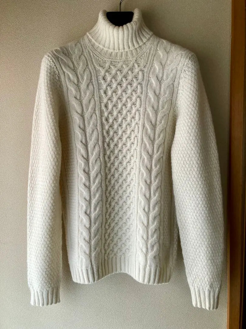 Drumohr Geelong Lamb Turtleneck Cable Knit Off-White 46