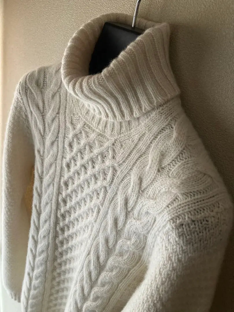 Drumohr Geelong Lamb Turtleneck Cable Knit Off-White 46