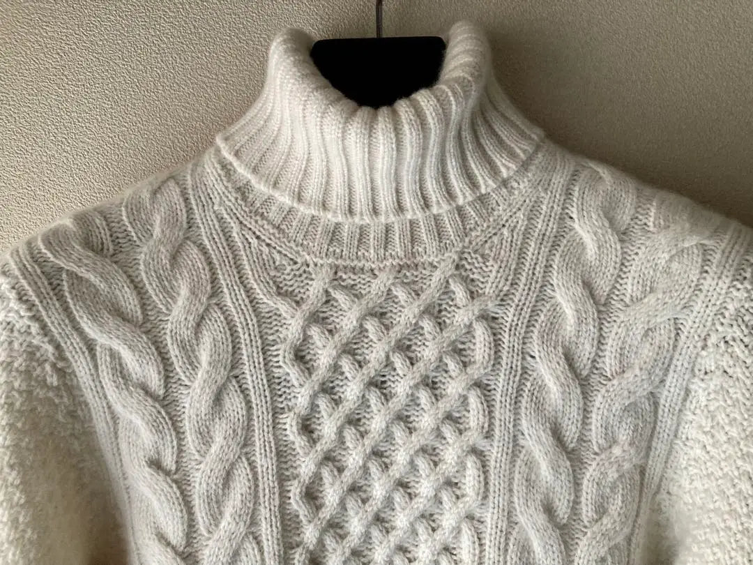 Drumohr Geelong Lamb Turtleneck Cable Knit Off-White 46