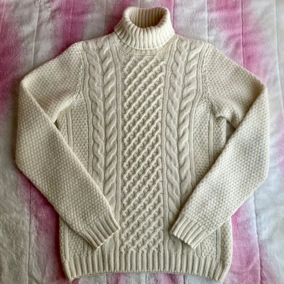 Drumohr Geelong Lamb Turtleneck Cable Knit Off-White 46