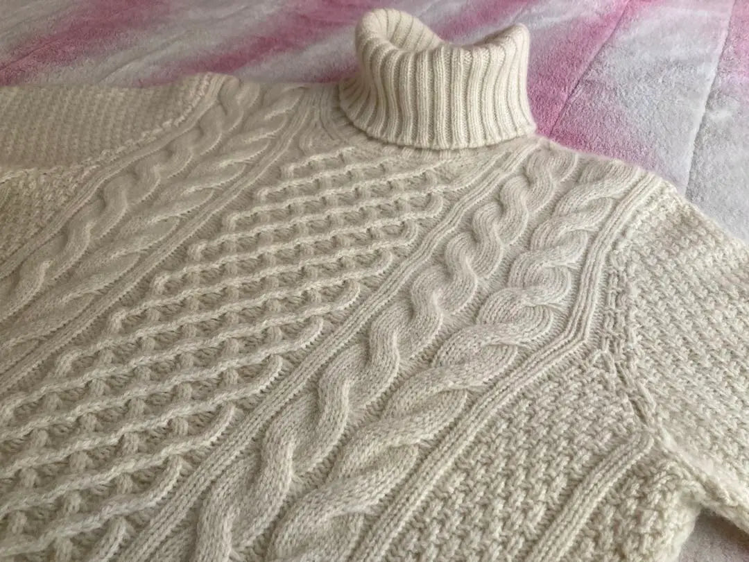 Drumohr Geelong Lamb Turtleneck Cable Knit Off-White 46