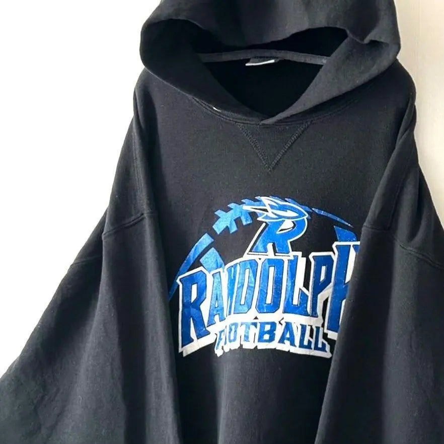 RANDOLPH Football Sweatshirt Hoodie L Black Black Vintage