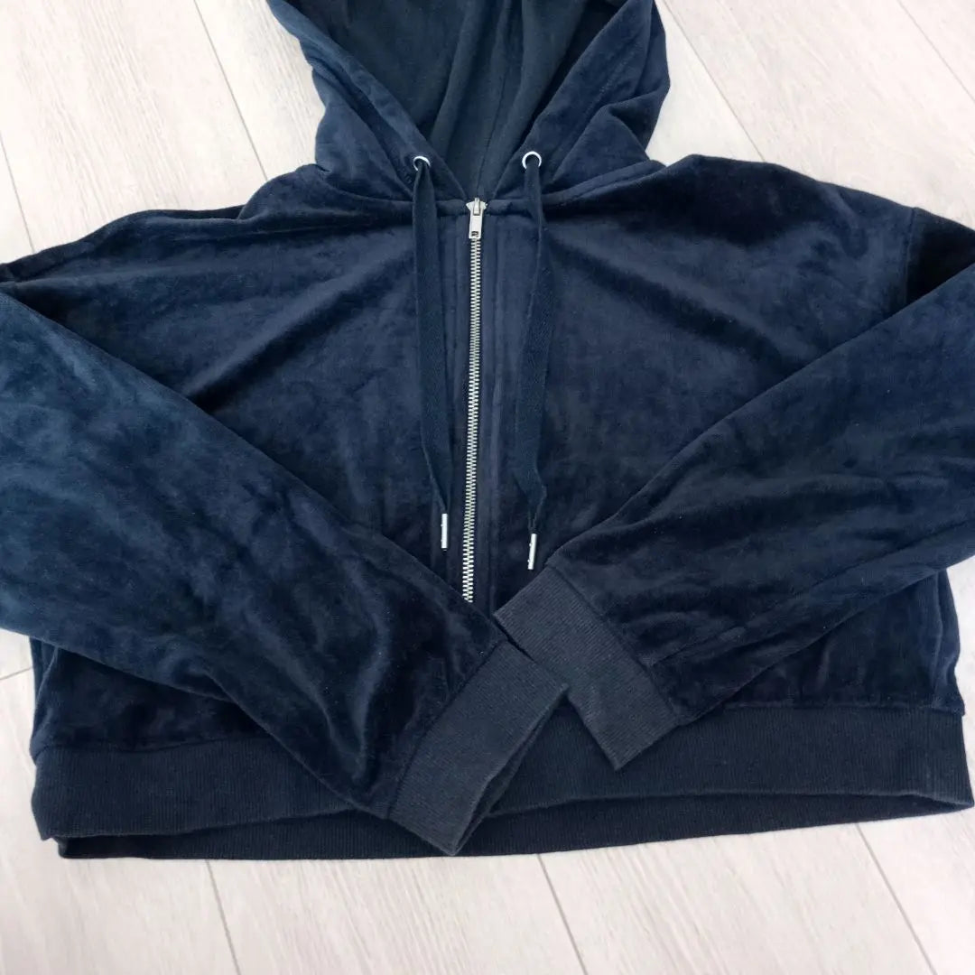 H&M Women's Hoodie M Navy Shaggy Dance Vintage Clothing Divided