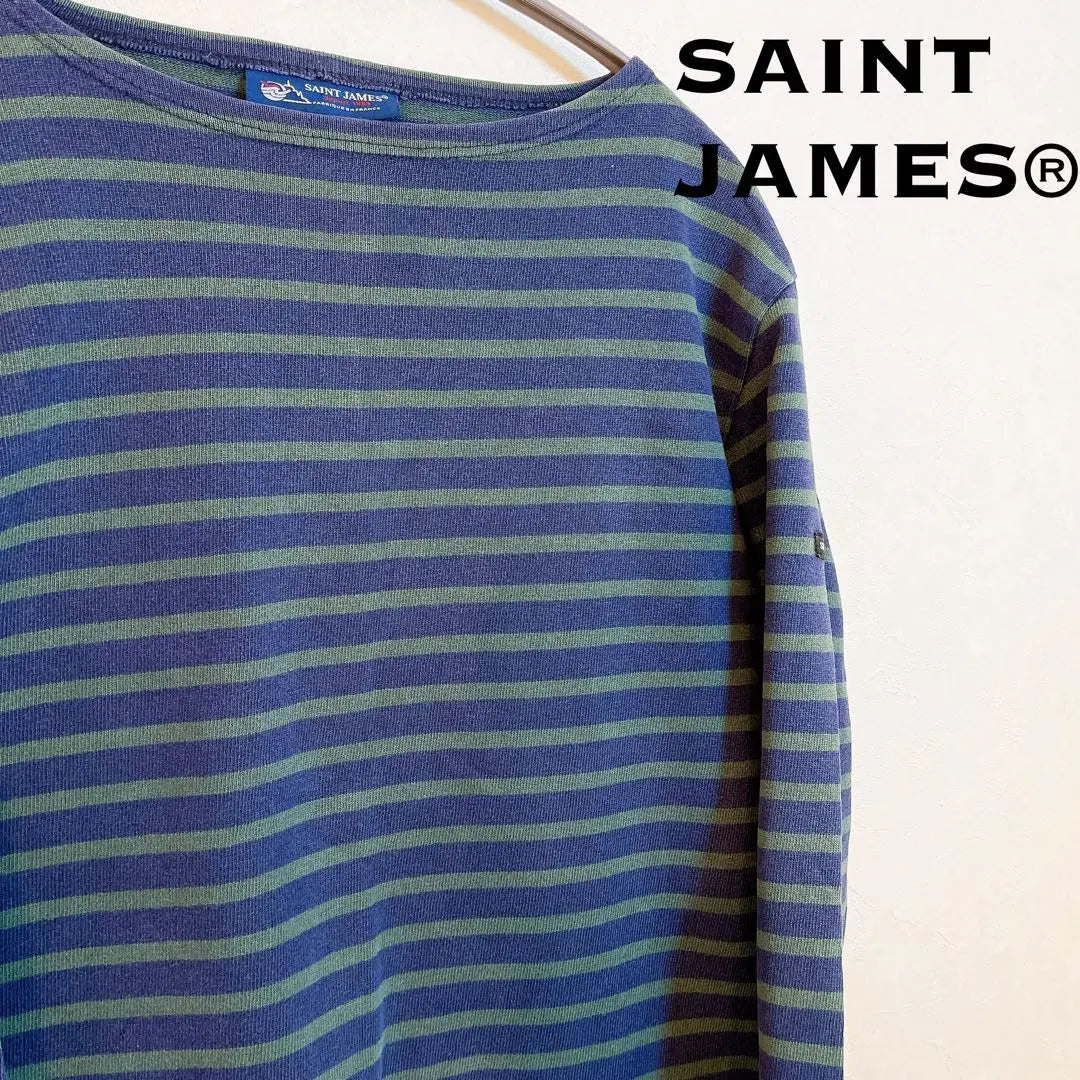 SAINT JAMES Striped Long Sleeve T-shirt Navy/Green Women