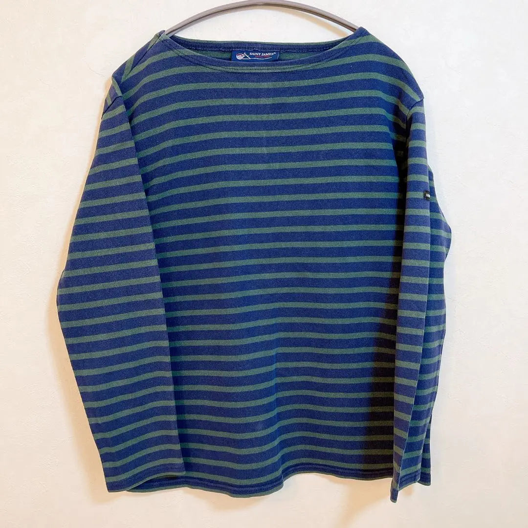 SAINT JAMES Striped Long Sleeve T-shirt Navy/Green Women