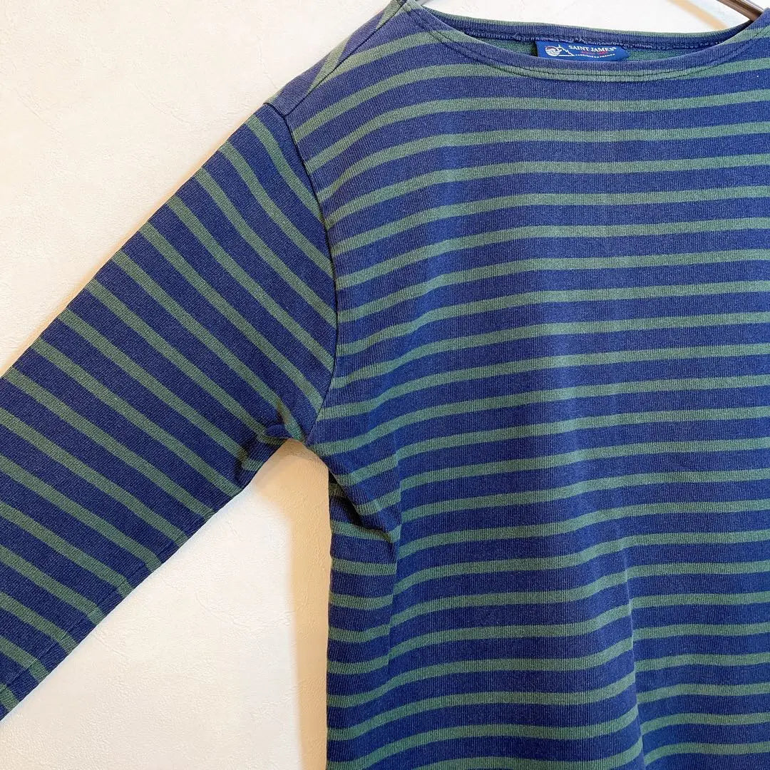 SAINT JAMES Striped Long Sleeve T-shirt Navy/Green Women