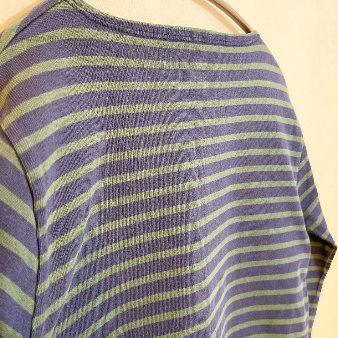 SAINT JAMES Striped Long Sleeve T-shirt Navy/Green Women