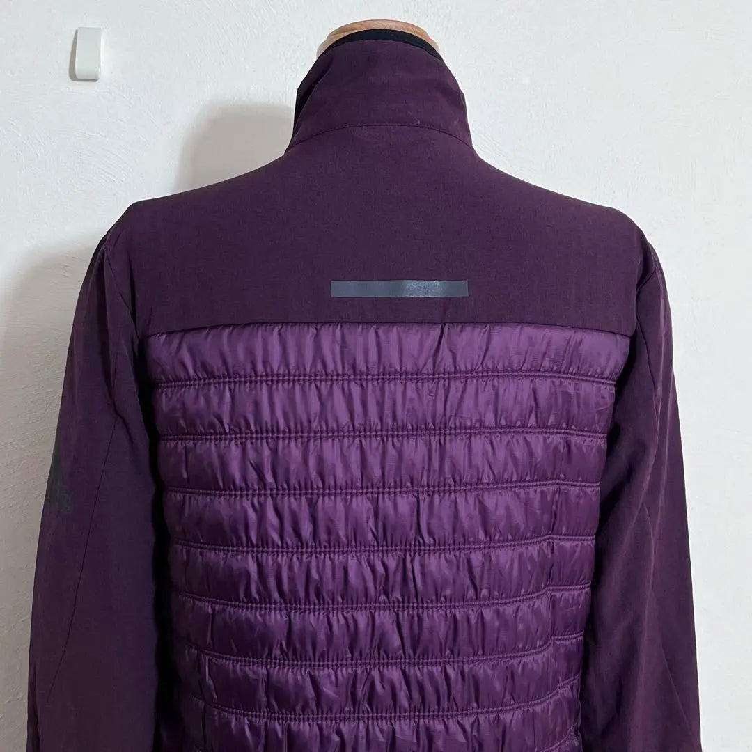 ❤️Extremely beautiful adidas purple black logo print material full zip jacket S | ❤️極美品 アディダス パープル 黒 ロゴプリント異素材フルジップジャケット S