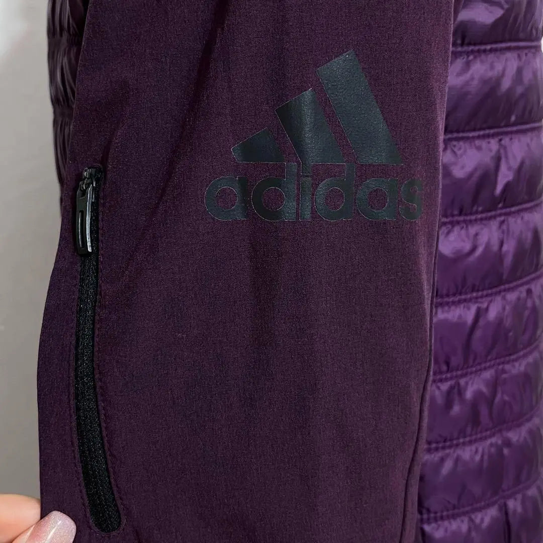 ❤️Extremely beautiful adidas purple black logo print material full zip jacket S | ❤️極美品 アディダス パープル 黒 ロゴプリント異素材フルジップジャケット S