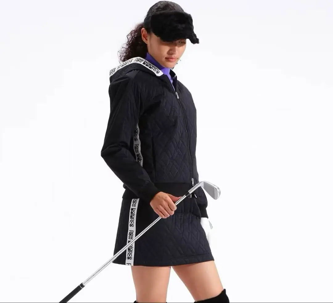 Thermal windproof quilted full zip jacket skirt set