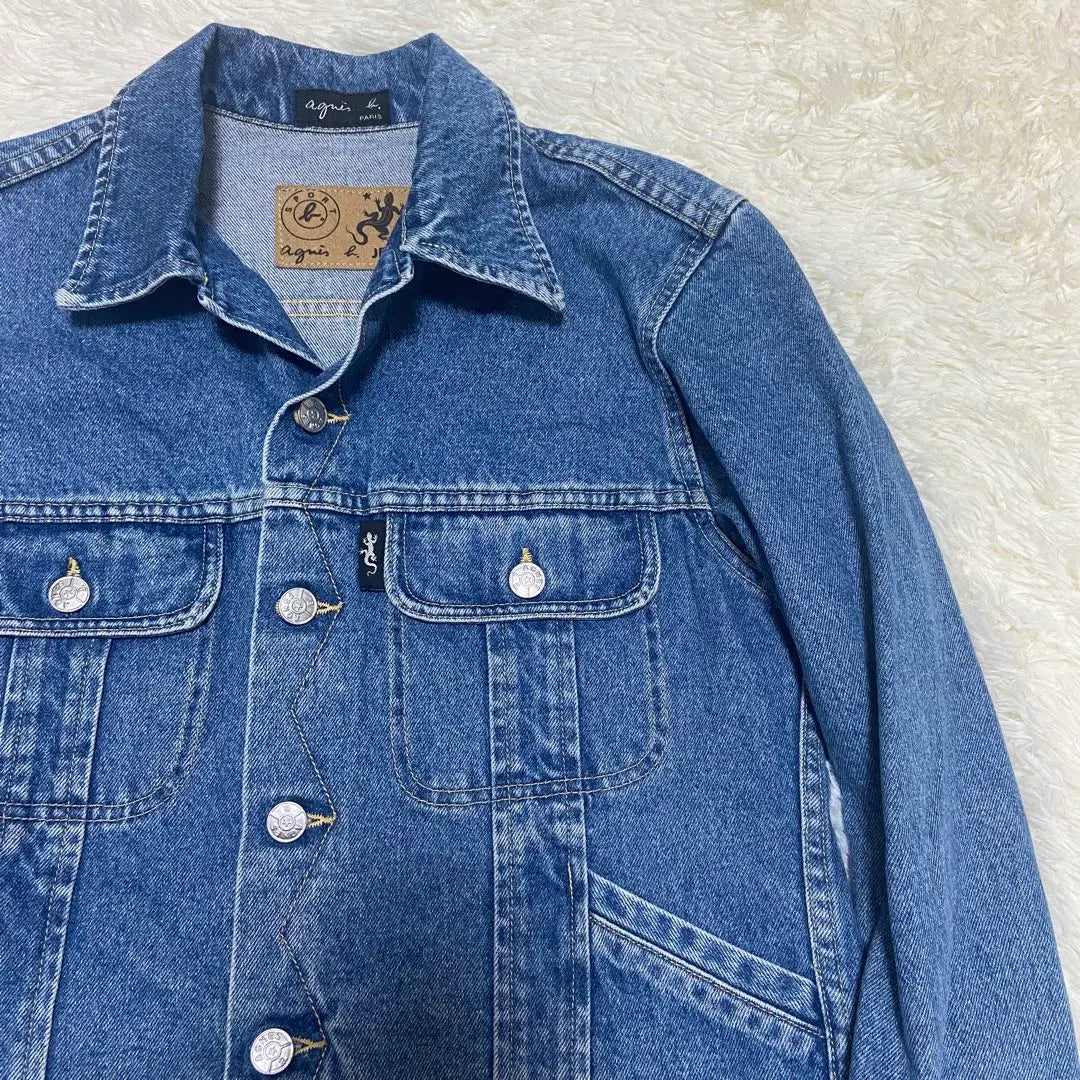 agnes b 101J type open collar French denim jacket G-jacket