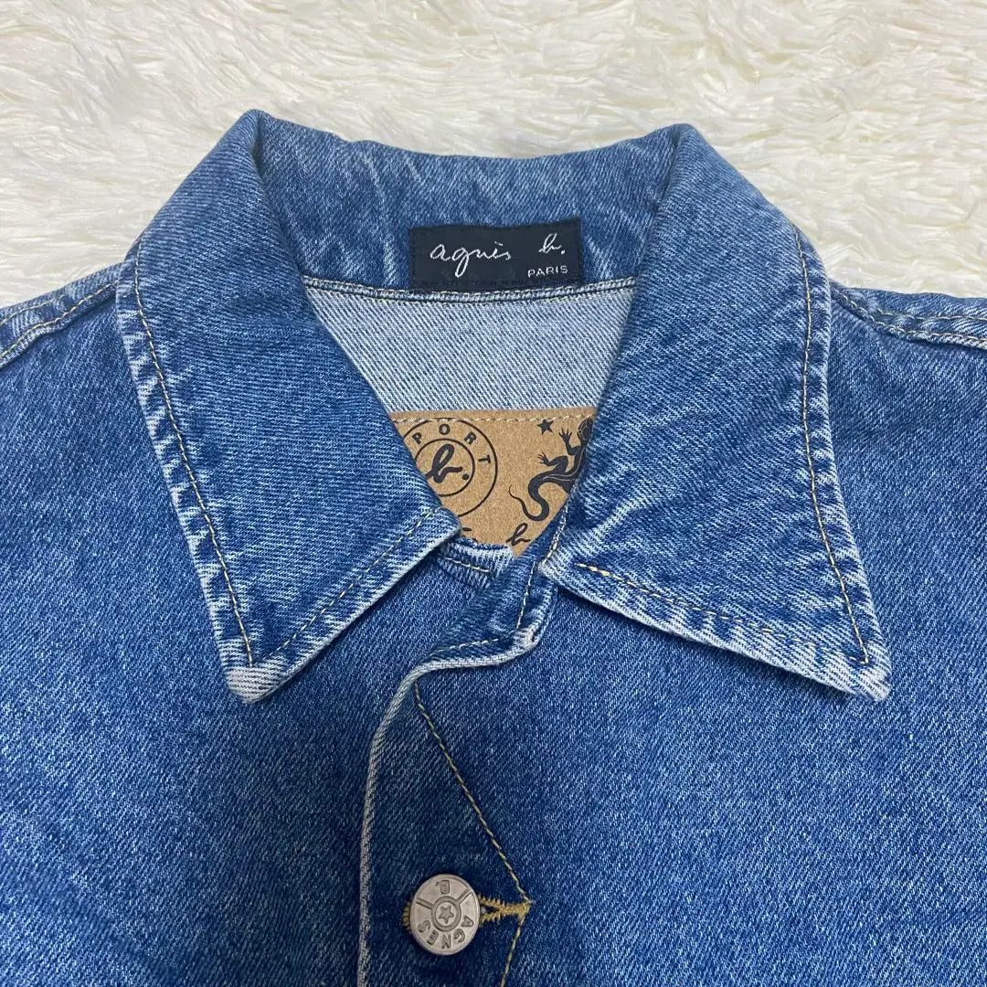 agnes b 101J type open collar French denim jacket G-jacket